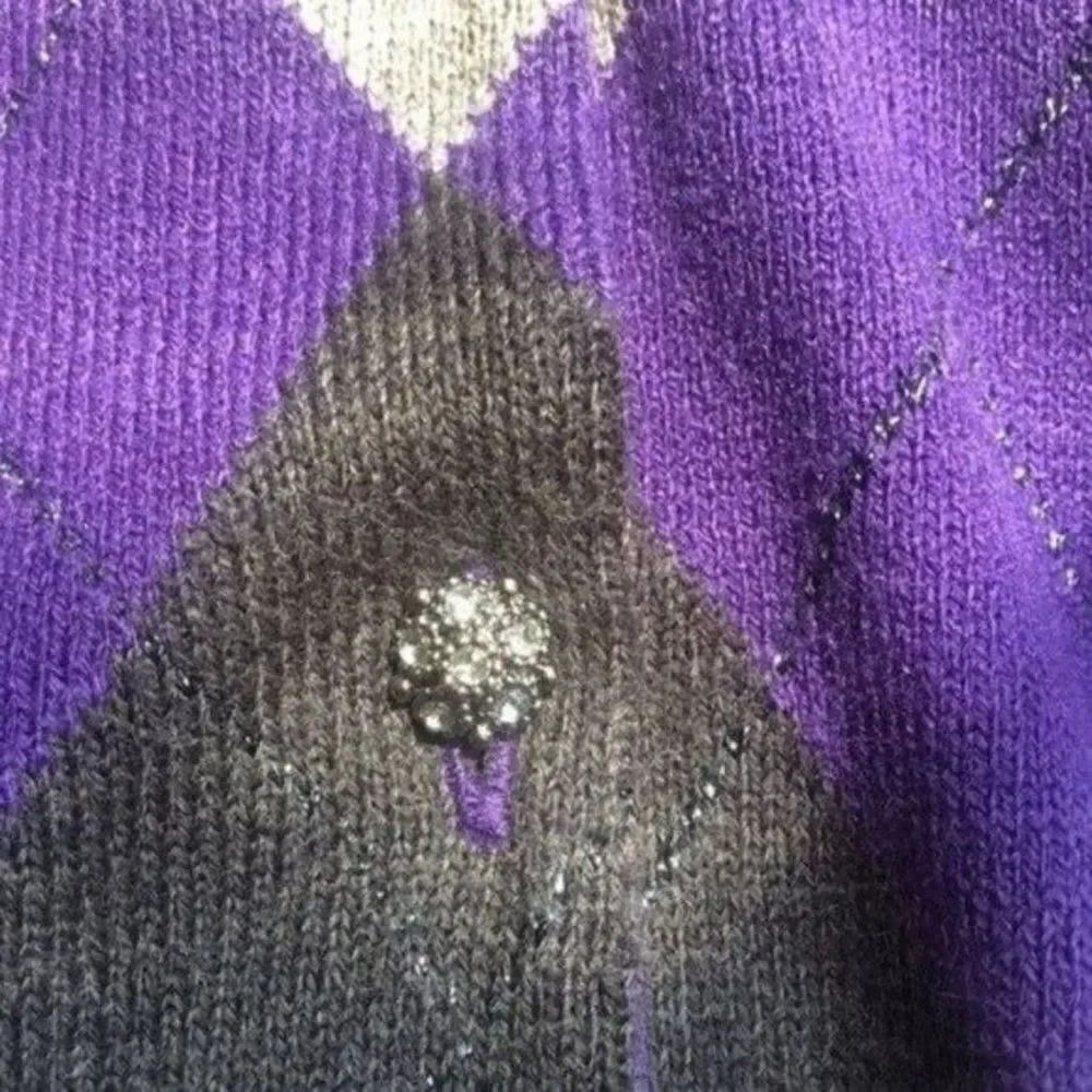 New York & Company‎ Purple Argyle Button-Down Cardigan Sweater - Picture 9 of 11